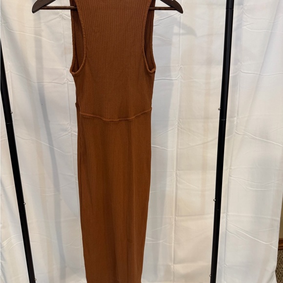 Free People Ribbed Button-Front Maxi Dress in Rust - Picture 2 of 6